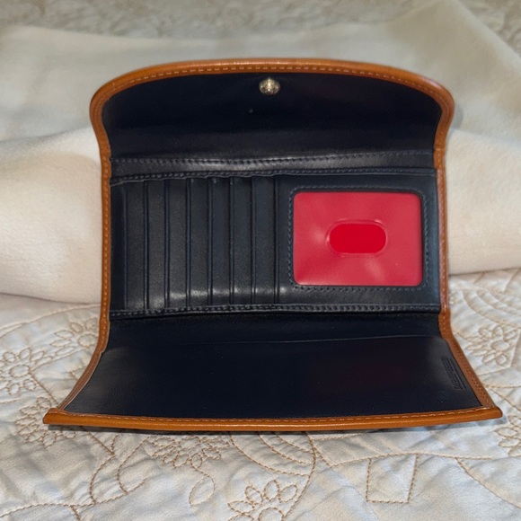 Dooney & Bourke Dark Blue Wallet with Brown Trim - Picture 2 of 5